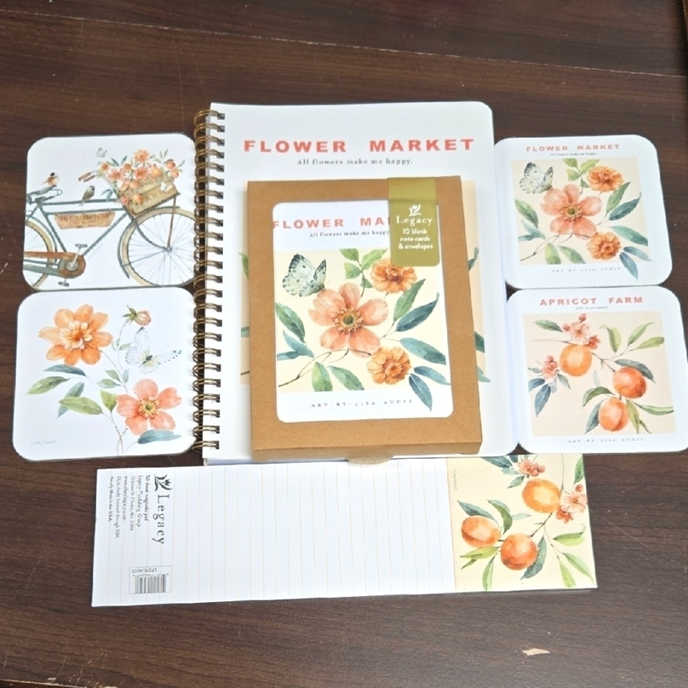 Legacy Publishing Flower Market Stationary and Coaster Set